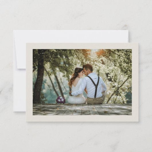 Sage Greenモダンの写結婚真サンキューカード サンキューカード (裏面)