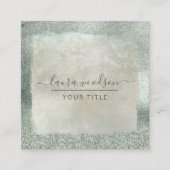 Sage Greenモダングリッタースクリプトの署名 スクエア名刺 (正面)