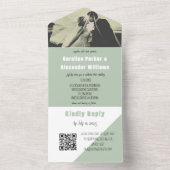 Sage GreenモダンシンプルのQRコードはっきりした写真 オールインワン招待状 (内側)