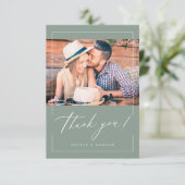 Sage Greenモダンスエレガントクリッ結婚ト写真 サンキューカード (スタンド正面)