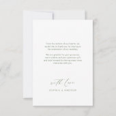 Sage Greenモダンスエレガントクリッ結婚ト写真 サンキューカード (裏面)