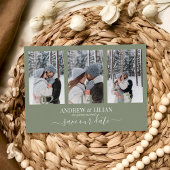 Sage Greenモダンフォトコラージュモノグラム結婚ズ セーブザデート