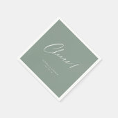 Sage Greenモダン応援スクリプトのミニマル結婚リスト スタンダードカクテルナプキン (角)