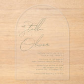 Sage Greenモダン書名の結婚一覧 アクリル招待状 (正面)