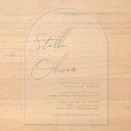 Sage Greenモダン書名の結婚一覧 アクリル招待状