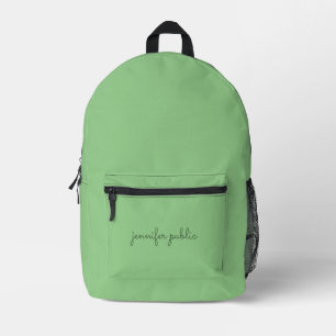 Sage Greenモダン Colorスク無地のリエレガントプト名 プリントバックパック
