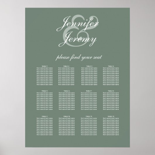 Sage Greenモダン Scriptのシ結婚ート ポスター (正面)