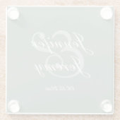 Sage Greenモダン Scriptエレガントの結婚値 ガラスコースター (裏面)