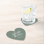 Sage Greenモダン Scriptエレガントの結婚値 ペーパーコースター (インサイチュ)