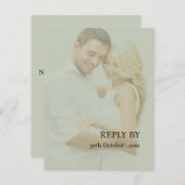 Sage Greenモダン Vellumのフェイク写真結婚の 出欠カード (正面/裏面)