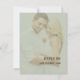 Sage Greenモダン Vellumのフェイク写真結婚の 出欠カード