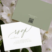 Sage Greenモダン WhiteシンプルのQR結婚コード 出欠カード