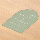 Sage Greenモダン Writechnologueを結婚行う アクリル招待状 (レイダウン)