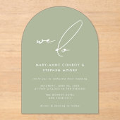 Sage Greenモダン Writechnologueを結婚行う アクリル招待状 (正面)