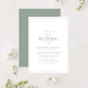 Sage Greenモダン Writhesh結婚's 招待状