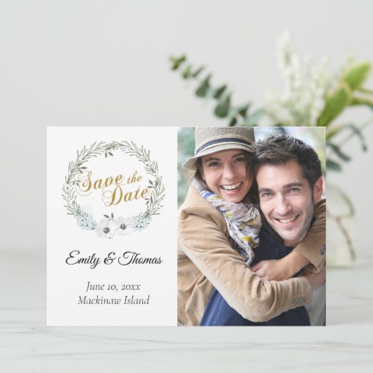 Sage Greenリース写真Save the Date (スタンド正面)