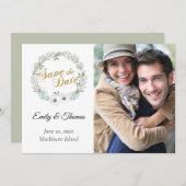 Sage Greenリース写真Save the Date (正面/裏面)