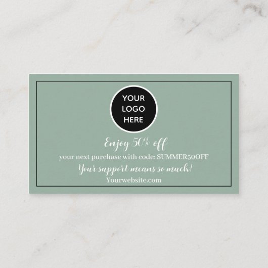 Sage Greenロゴありがとうビジネス報酬パンチ ロイヤリティカード (裏面)