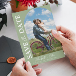 Sage Green写真エレガント結婚式の日付を保存 セーブザデート