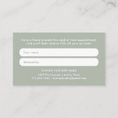 Sage Green手書きモダンスクリプト 紹介カード (裏面)