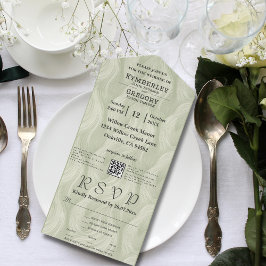 Sage Green抽象芸術パターン電子メールサイトQRコード オールインワン招待状