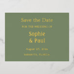 Sage Green日付フォイルの保存招待状葉書 箔招待状ポストカード<br><div class="desc">Sage Green日付フォイル招待状はがきを保存し、注文する前にオンラインのパーソナライズテンプレートを使用してポストカードの前後をパーソナライズする。ハガキの前面には実在金箔の文字が施され、背面には白い背景に黒インクが施されている。レイアウトを変更するカスタマイズか、または以外のイベントタイプのデザインに対しては結婚クリック、パーソナライゼーションテンプレートを下にスクロールし、「デザイン編集ツールを使用して編集」オプションを「さらに」に設定してください。</div>