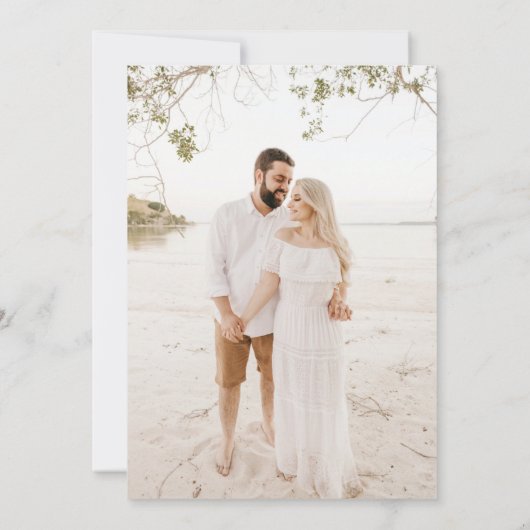 Sage Green春の結婚式写真Save The Date セーブザデート (裏面)