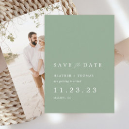 Sage Green春の結婚式写真Save The Date セーブザデート