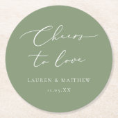 Sage Green書道の応援を愛結婚へ ラウンドペーパーコースター (正面)