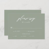 Sage Green書道ウェディングRSVPカード 招待状 (正面/裏面)