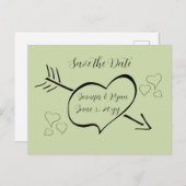 Sage Green書道ファンシーハート保存日 ポストカード (正面/裏面)