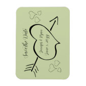 Sage Green書道ファンシーハート保存日 マグネット (縦)