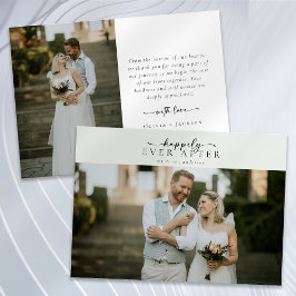 Sage Green書道台本の写真結婚の写真 サンキューカード