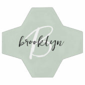 Sage Green白黒スクリプトモノグラム サッカーボール (フラット)