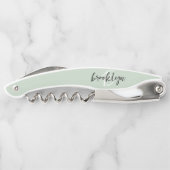 Sage Green白黒スクリプトモノグラム ソムリエナイフ (裏面)