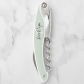 Sage Green白黒スクリプトモノグラム ソムリエナイフ (裏面)