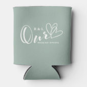 Sage Green私たちのハート結婚/記念日 缶クーラー (正面)