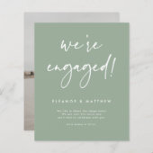 Sage Green私たちは婚約婚約した発表 (正面/裏面)