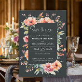 Sage Green素朴フローラモノグラム日付の保存 セーブザデート