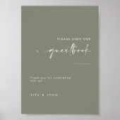 Sage Green結婚のゲストブックのサインを下さい ポスター (正面)