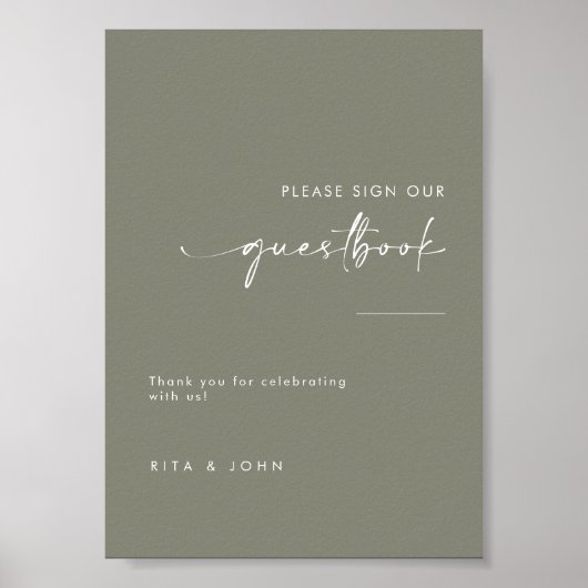 Sage Green結婚のゲストブックのサインを下さい ポスター (正面)