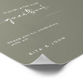 Sage Green結婚のゲストブックのサインを下さい ポスター (角)