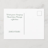 Sage Green結婚のサンキューカードエレガントスクリプト ポストカード (裏面)