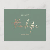 Sage Green結婚のサンキューカードエレガントスクリプト ポストカード (正面)