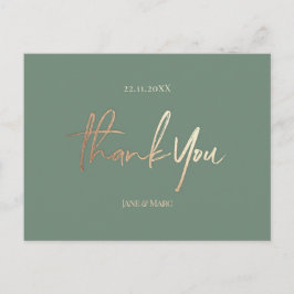 Sage Green結婚のサンキューカードエレガントスクリプト ポストカード