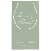 Sage Green結婚の愛とスクリプ感謝していトのシンプル スモールペーパーバッグ (裏面)