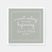 Sage Green結婚の甘いエンディング新しいスタート スタンダードカクテルナプキン (正面)