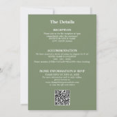 Sage Green結婚のQRコードRSVP招待状 招待状 (裏面)
