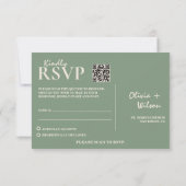 Sage Green結婚のQRコードRSVP 出欠カード (裏面)