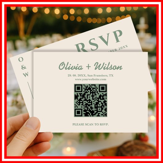 Sage Green結婚のQRコードRSVP 出欠カード